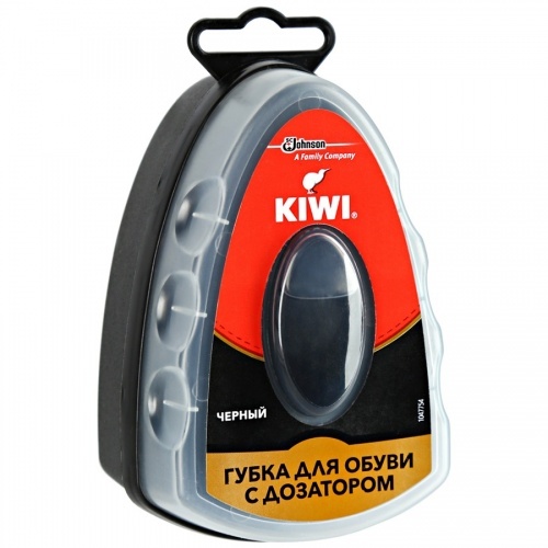 Губка Kiwi для обуви с дозатором черная, 1 шт