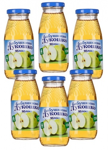 Сок Бабушкино Лукошко яблочный осветленный без сахара для детей с 4 месяцев, 6*0,2л