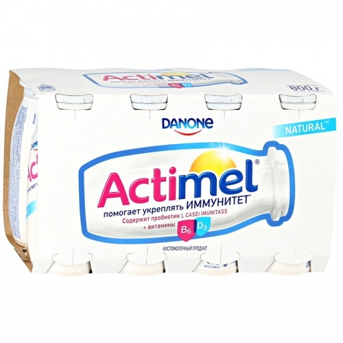 Кисломолочный продукт Actimel Натуральный сладкий 2,6%, 100г упаковка 8шт