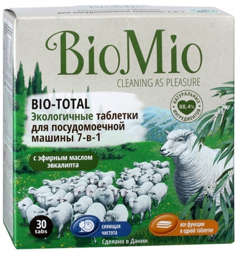 Таблетки BioMio Total для посудомоечной машины 7в1 с эфирным маслом эвкалипта, 30шт