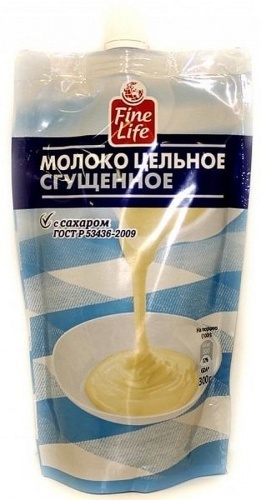 Молоко Fine Life цельное сгущенное с сахаром ГОСТ 12%, 300г