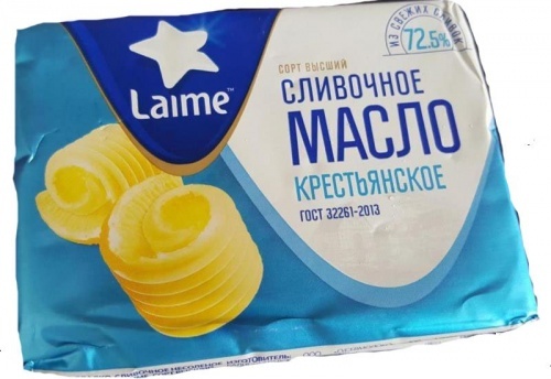 Масло Laime Крестьянское сливочное 72,5%,180г