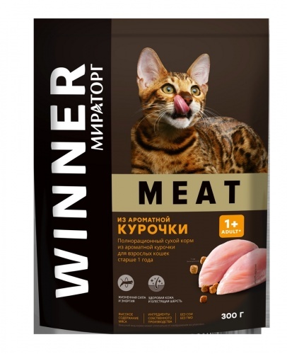 Корм сухой Winner Meat для кошек старше 1 года из ароматной курочки, 300г