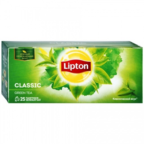 Чай Lipton Green Classic зеленый байховый, 25 пакетиков