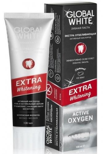 Зубная паста Global white Extra whitening активный кислород, 100 мл