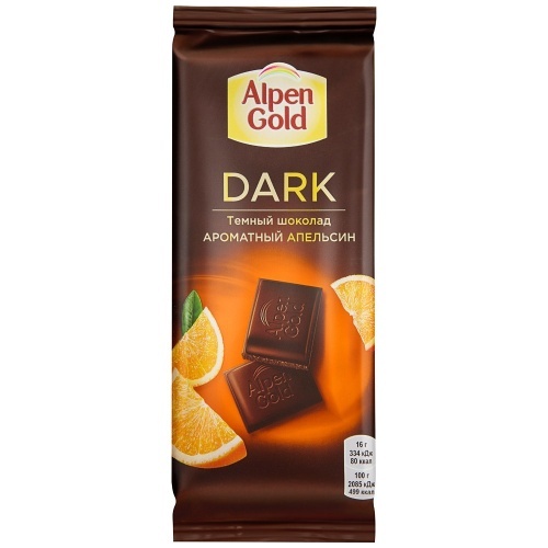 Шоколад Alpen Gold темный с апельсиновыми кусочками ароматный апельсин 80г