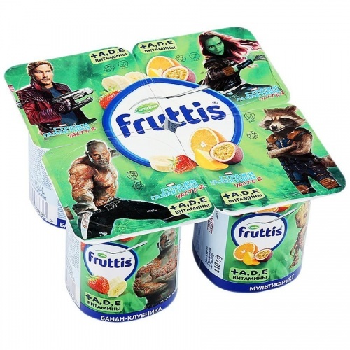 Продукт йогуртный Fruttis Marvel Банан Клубника Малина 2,5%, 110 гр