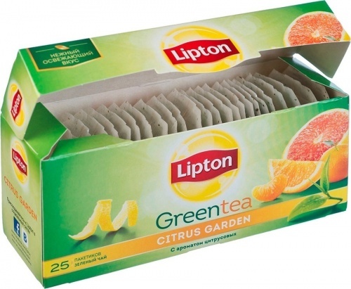 Чай Lipton Green Citrus Garden зеленый с ароматом цитрусовых 25х1,4г