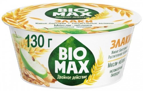 Йогурт Bio max со вкусом мюсли и яблока 1,9%, 130г