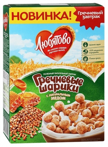 Завтрак Любятово Гречневые шарики с натуральным медом, 200гр