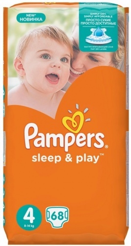 Подгузники Pampers Sleep&Play Maxi 4, 8-14кг, 68шт