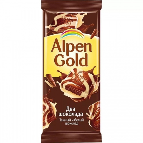 Шоколад Alpen Gold темный и белый 90г