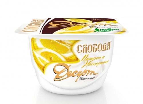 Десерт Слобода творожно-йогуртный с цитроном и маскарпоне, 4,0%, 125 г