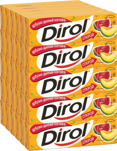 Жевательная резинка Dirol арбузно-дынный коктейль без сахара 13,6г упаковка 30шт