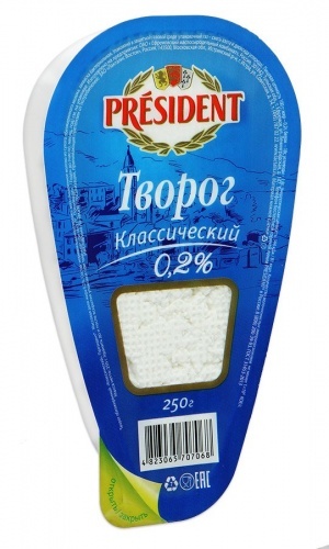 Творог President Классический 0,2%, 250 гр