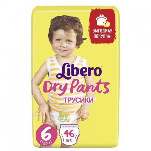 Трусики Libero Dry Pants 6, 13-20 кг, 46 шт.