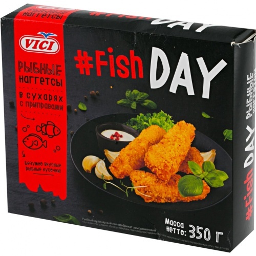 Наггетсы Vici Fish Day рыбные в сухарях с приправами 350г