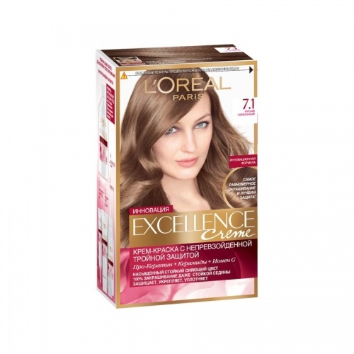 Крем-краска для волос L`Oreal Excellence Creme тон 7.1 Русый пепельный