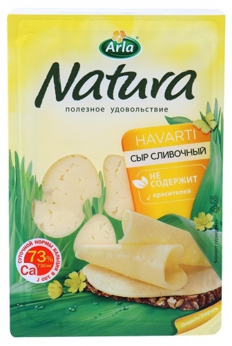 Сыр Arla Natura сливочный 45%, 150г нарезка