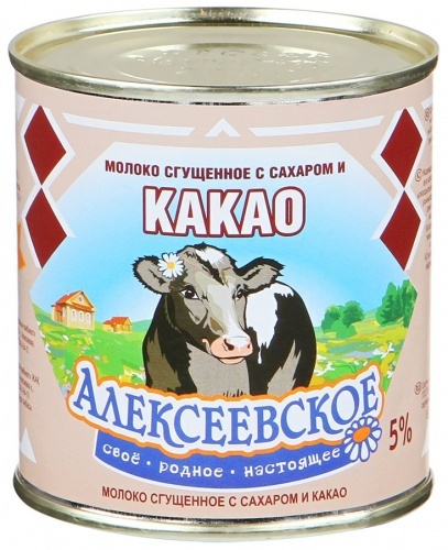 Сгущенное молоко с какао Алексеевское, 5% 380г
