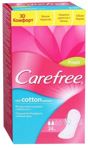 Салфетки ежедневные Carefree Cotton Fresh Экстракт хлопка ароматизированные, 34 шт.