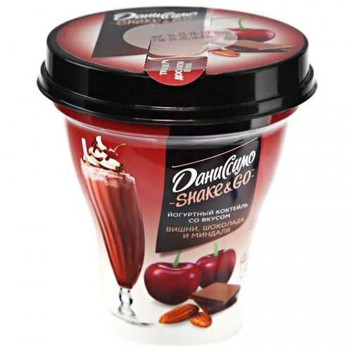 Йогуртный коктейль Даниссимо со вкусом вишни шоколада и миндаля 5,2%, 260 гр