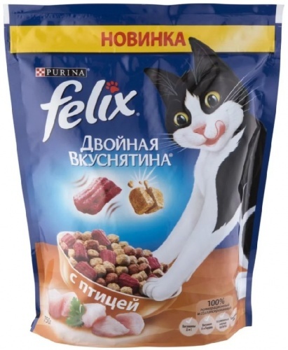 Сухой корм для кошек Felix Двойная вкуснятина с птицей 1,5кг