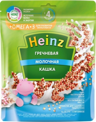 Каша Heinz молочная гречневая с Омега 3, с 4 месяцев 200г