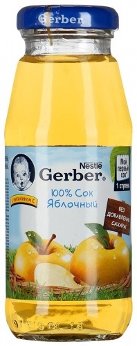 Сок Gerber Яблочный 100% без добавления сахара для детей с 4 месяцев 175г, 3шт