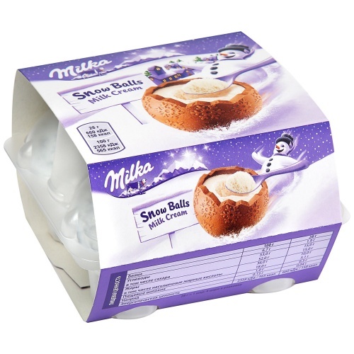 Шоколад молочный Milka в форме шара с кремовой молочной начинкой 112г