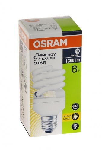 Лампа Osram Mini Twist энергосберегающая теплый свет 20W, E27