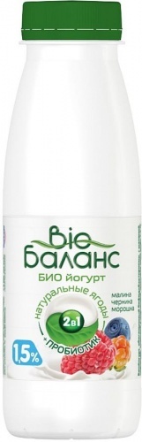 Биойогурт питьевой Bio Баланс Малина-черника-морошка 1,5%, 330 гр