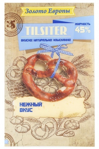 Сыр Золото Европы Тильзитэр 45% нарезка, 150г 