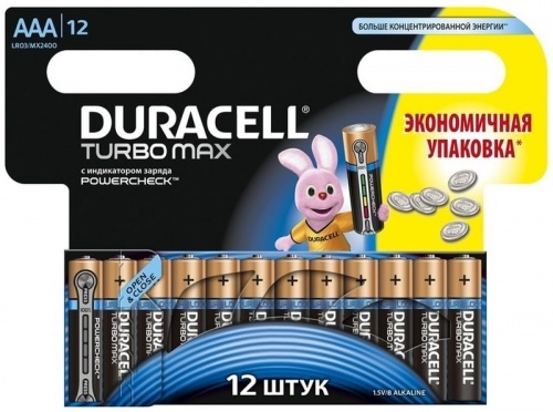 Батарейки Duracell Turbo Max AAA LR03 щелочные 12шт