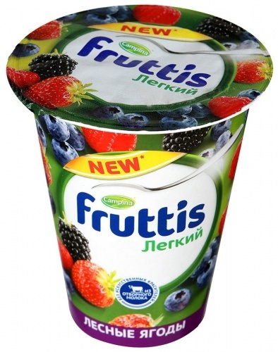 Йогуртный продукт Fruttis Легкий лесные ягоды 0,1%, 310 гр
