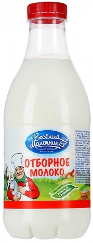 Молоко Веселый молочник цельное отборное пастеризованное 3,9%, 930г