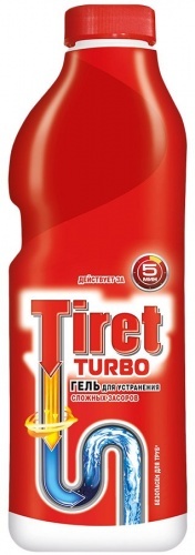 Гель Tiret Турбо для устранения сложных засоров в трубах, 1 л