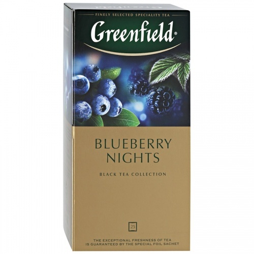 Чай Greenfield Blueberry Nights черный с ароматом черники и ежевики 25х1,5г