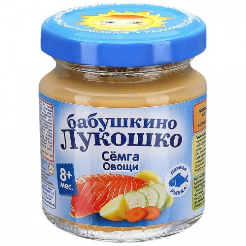 Рагу Бабушкино Лукошко овощное с семгой для детей с 8 месяцев 100г
