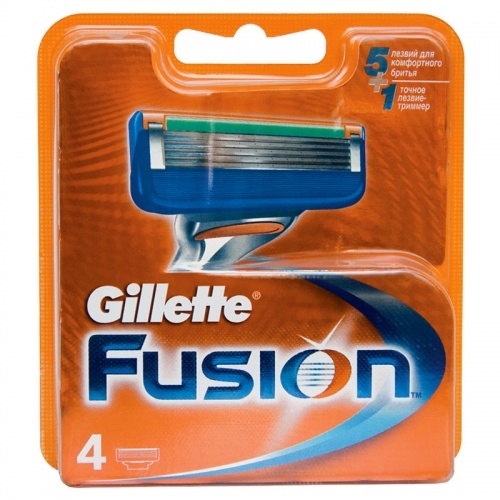 Кассеты Gillette Fusion сменные для бритвенного станка, 4 шт