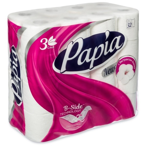 Туалетная бумага Papia 3х слойная 32 рулона в упаковке