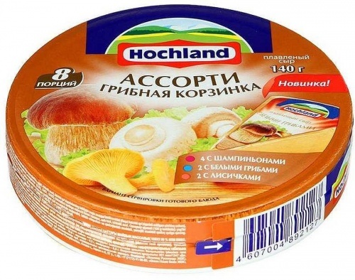 Сыр Hochland плавленый Ассорти с грибами 55%, 140г