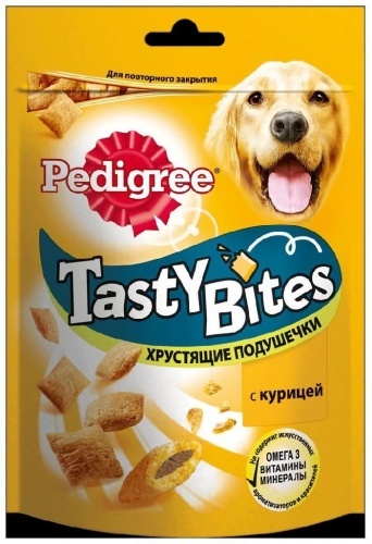 Сухой корм для взрослых собак Pedigree Tasty bites хрустящие подушечки с курицей 95г