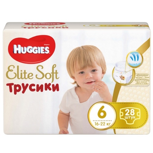Подгузники-трусики Huggies Elite Soft 6, 16-22 кг, 28 шт.