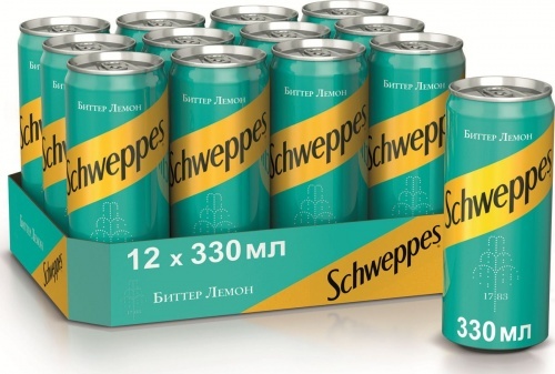 Напиток Газированный Schweppes Bitter Lemon 330мл упаковка 12шт