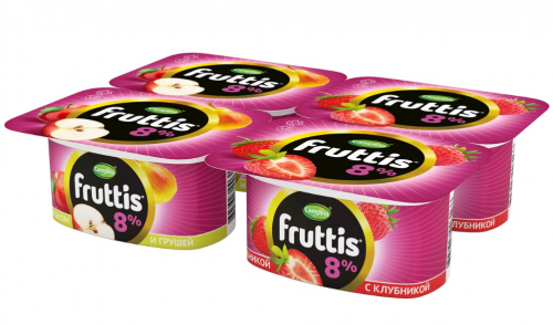 Йогуртный продукт Fruttis C яблоком и грушей/с клубникой 8%, 115г