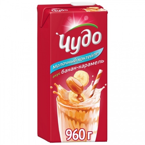 Коктейль молочное Чудо вкус Банан-карамель 2%, 960 гр