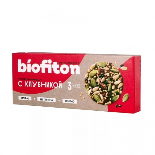 Десерт Biofiton фруктово-ореховый с клубникой без глютена, 60 гр