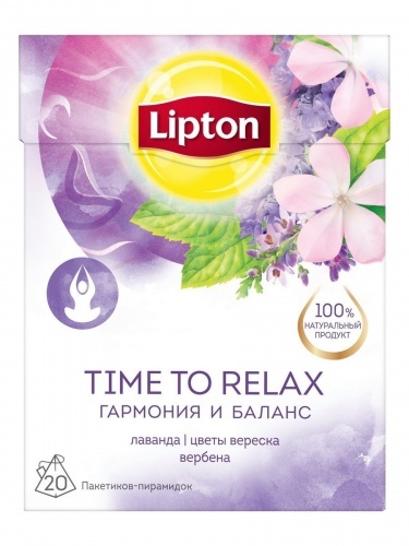 Напиток Lipton Time to Relax с лавандой, вербеной и цветками вереска 20 пирамидок по 1.6 г