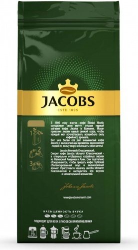 Кофе Jacobs Monarch натуральный жареный зерновой 230г
